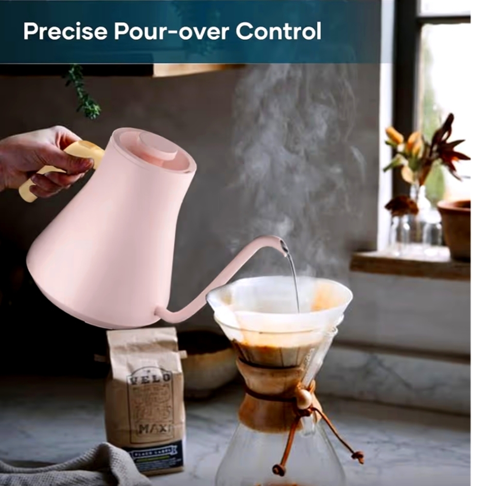 Intasting Blush Pink Gooseneck Electric Stainless Steel Kettle